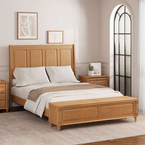 Queen bed frame with tall - bed,
