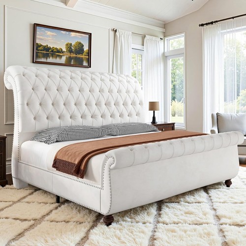 Queen upholstered bed frame - upholstered,